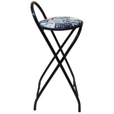 Banqueta Lara Alta Dobrável com 70 cm de Altura Estrutura Preto - Meta