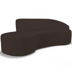 Sofá 3 Lugares Curvo Living Firenze Direito D02 Corano Marrom 180cm C-34 - Lyam