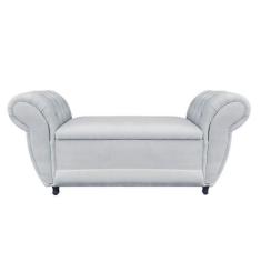 Divã Recamier Com Baú Grécia 1,55 Cm Suede Cinza - Neros Interiores