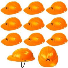 10 Capacetes Construtor Fantasia Operário Infantil Tamanho único p/ Fe
