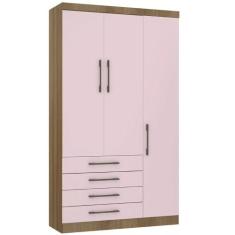 Guarda Roupa Modulado 132cm 3 Portas e 4 Gavetas Paris Luciane Móveis,