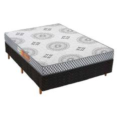 Cama Box Casal: Colchão Espuma Polar Pérola + Base Crc Suede Black(138X188)