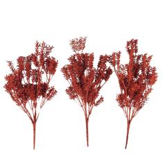 Kit 3 Folhagem De Natal Vermelha Enfeite De Natal Galho W