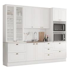 Cozinha Completa Americana 4 Peças Branco Com Torre Quente 2 Fornos - Móveis Henn Branco