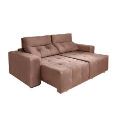 Sofá 3 Lugares Retrátil e Reclinável Roma Suede Marrom - Vicam