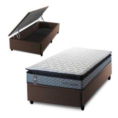 Conjunto Box Baú Chicago Cinza 88x188x64 Espuma D33 - King House