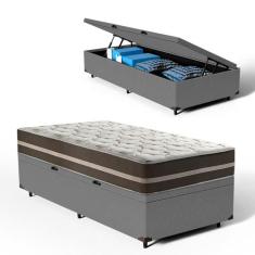 Cama Box Baú + Colchão de Solteiro Classic Molas Ensacadas 78x188x64cm