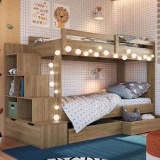 Beliche Infantil com Escada Nicho e Gavetas Linha Infanto BI004 Comple