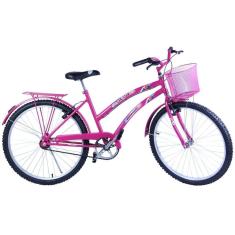 Bicicleta Feminina Aro 26 com cestinha Susi Pink-Feminino