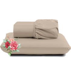 Jogo de Lençol Dia a Dia Percal Solteiro  2 Peças Barato - Tabaco