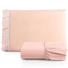 Jogo de Lençol Lese Percal 180 Fios Solteiro  2 Peças Barato - Salmão