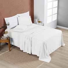 Jogo Cama Lençol Divino Lese Queen 4 Peças - White