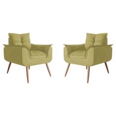 Kit 02 Poltrona Decorativa Opala Suede Capuccino