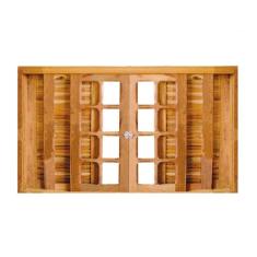 Janela de Madeira Veneziana Padrão Imbuia 100x120cm 6 Folhas Rodam Marroml