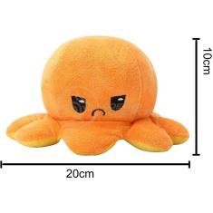 Polvo Reversível De Pelúcia Feliz E Bravo Laranja E Amarelo