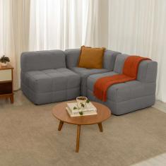 sofá guldi popup com 2 módulos centrais e canto linho cinza