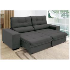 Sofá Retrátil Reclinável 3 Lugares Suede Brunello Linoforte, Cinza Gra