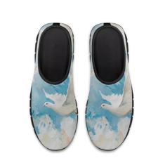 GOSTONG Tênis feminino slip on home loafer malha respirável macio tênis antiderrapante para uso ao ar livre sola branca EUA 5,5-11,5, Pintura a óleo - pombo, 41