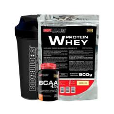 Kit Whey Protein 500g + BCAA 100g + Coqueteleira - Bodybuilders,  Baun