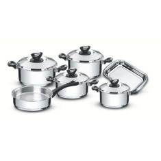 Jogo de Panelas Tramontina Solar Baquelite em Aço Inox Fundo Triplo 6 