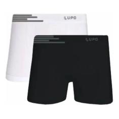 Kit 02 Cuecas Boxer  Microfibra Lupo Sem Costura Ref: 436, G, Preto, B
