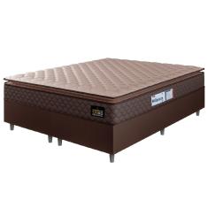 Cama Box Casal Queen Colchão Espuma D33 Pillow Top Millenium 158x198x57cm Suede Marrom Hellen