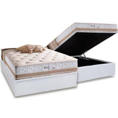 Cama Box Baú Casal: Colchão Molas Herval Maxspring Spain + Base Crc Courano White(138X188)