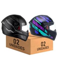 Kit 2 Capacete Masculino Feminino Fly Drive 2 Preto Grafite e Atitude 