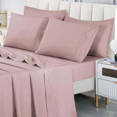 Jogo de Cama Lençol Luminia King 4 Peças MicroPercal 300 Fios Bordado 