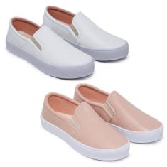Kit 2 Pares Tênis Slip On Casual  Macio e Confortável Combina Com Tudo