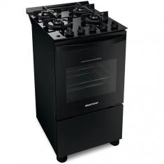 Fogão 4 Bocas Automático Bfo4Vae Mesa De Vidro Temperado Brastemp Preto Bivolt
