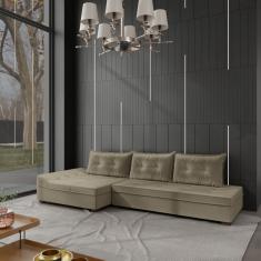 Sofá De Canto 7 Lugares Guarapari Bege