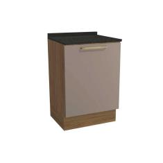 Balcão De Cozinha Modulado Botanic M629 1 Porta C/tampo 60cm Nogueira/fendi/preto Brilho - Kappesberg