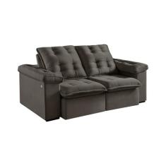 Sofá 3 Lugares Retrátil e Reclinável Itaguaí com USB Veludo Marrom 190