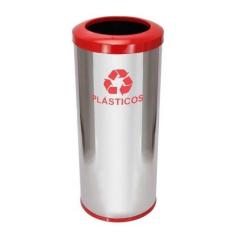 Lixeira Em Inox Com Aro - JSN, Vermelho