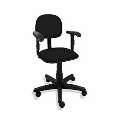 Cadeira Giratória Secretária Polo com Braço Regulável - Tecido Preto