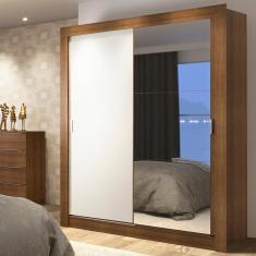 Guarda Roupa Solteiro Dallas Plus 2 Portas de Correr 4 Gavetas MDP Rustic-branco Madesa