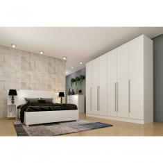 Guarda Roupa Casal Sevilla 6 Portas 8 Gavetas MDP Neve TCIL