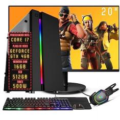 PC Gamer Completo 3green FPS Intel Core i7 16GB RAM Placa de vídeo Geforce GTX 4GB SSD 512GB Monitor 20" 75Hz Fonte 500W 3GF-038 Windows 10