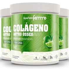 Kit 3 Colágeno artro ósseo Apisnutri Limão e clorofila 200g