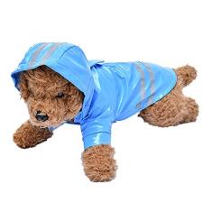 GYDD Capa de chuva para cães PU fita refletiva casaco de chuva com capuz roupas para animais de estimação com jaqueta de segurança refletiva tiras de segurança casaco impermeável para cães pequenos