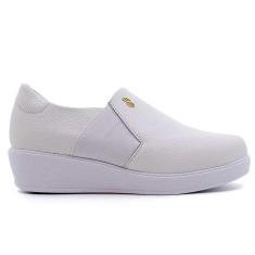 Tênis Feminino Slip On Plataforma Couro Branco Usaflex AJ0602-Feminino