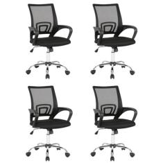 Kit 4 Cadeiras para Escritório com Rodízios Manchester Preto