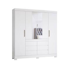 Guarda Roupa Com Espelho 4 Portas Pequim Branco