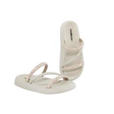 Sandália Feminina Flatform Brilhosa Moleca 5469121S, Branco, Branco, 3