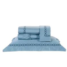 Jogo Lençol Queen Dakar 4Pçs Bordado 400 Fios 100% Algodão - Doce Lar 