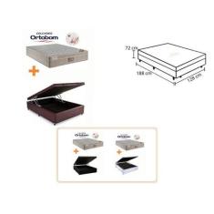 Conjunto Cama Box Baú Casal Viúva + Colchão Ortobom Airtech Molas Ensa