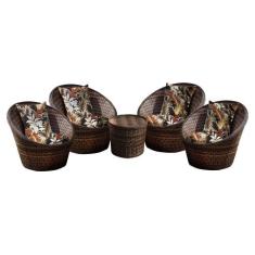 Conjunto de Poltronas Fibra Sintética Bola - 4 Poltronas + 1 Mesa Cent