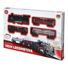 Trem Brinquedo Trenzinho Pista 85,5cm Locomotiva Luz e Som - Dm Toys