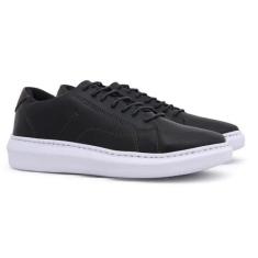 Tênis Sneaker Masculino Couro West Bulls Cadarço Moda Casual, 42, Pret